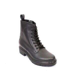 Kapogiro 311 Black Leather Zip-Up Lace-Up Ankle Boots